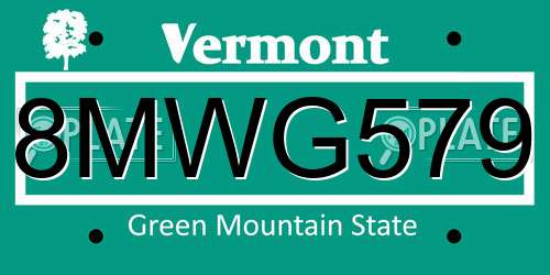 8MWG579 Vermont License Plate