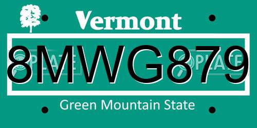8MWG879 Vermont License Plate