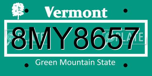 8MY8657 Vermont License Plate