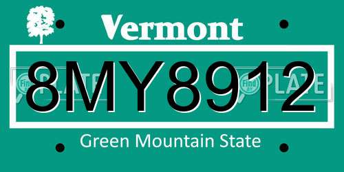 8MY8912 Vermont License Plate