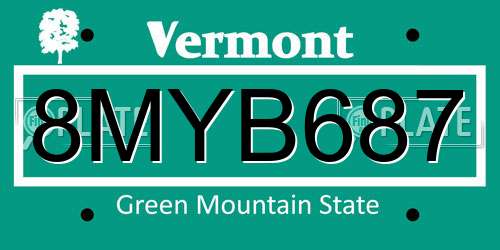 8MYB687 Vermont License Plate