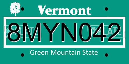 8MYN042 Vermont License Plate