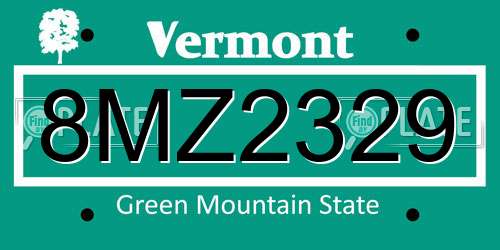 8MZ2329 Vermont License Plate
