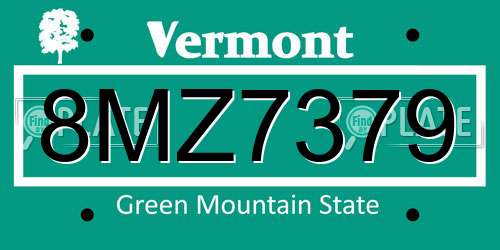 8MZ7379 Vermont License Plate