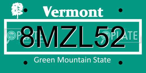 8MZL52 Vermont License Plate