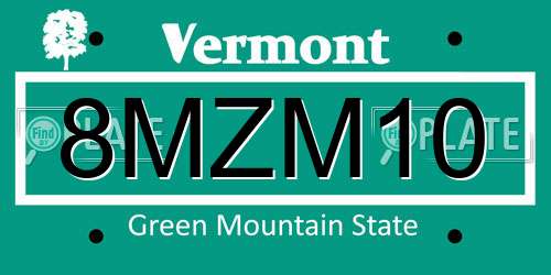8MZM10 Vermont License Plate