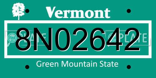 8N02642 Vermont License Plate