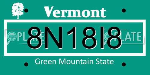 8N18I8 Vermont License Plate