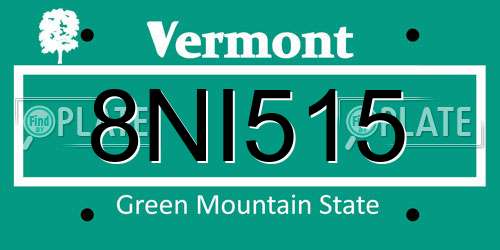 8NI515 Vermont License Plate