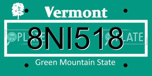 8NI518 Vermont License Plate