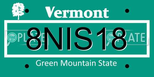 8NIS18 Vermont License Plate