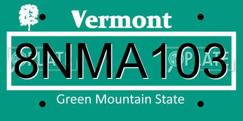 8NMA103 Vermont License Plate