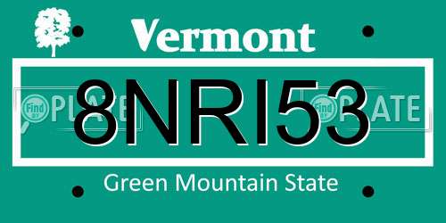 8NRI53 Vermont License Plate