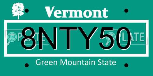 8NTY50 Vermont License Plate