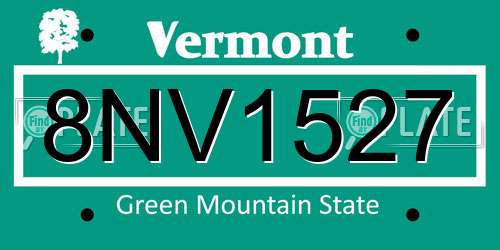 8NV1527 Vermont License Plate