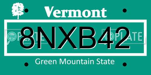 8NXB42 Vermont License Plate