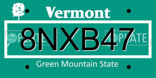 8NXB47 Vermont License Plate