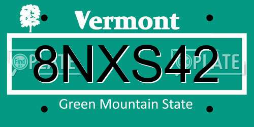 8NXS42 Vermont License Plate
