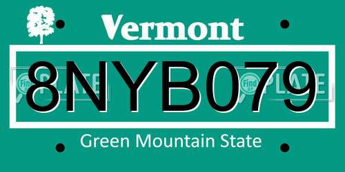 8NYB079 Vermont License Plate