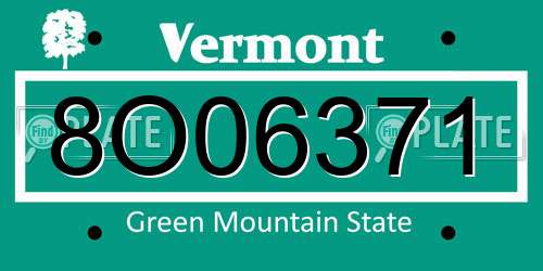 8O06371 Vermont License Plate