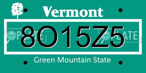 8O15Z5 Vermont License Plate