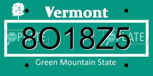 8O18Z5 Vermont License Plate