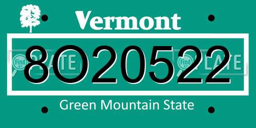 8O20522 Vermont License Plate