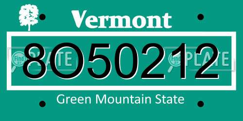 8O50212 Vermont License Plate