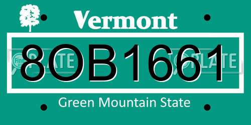 8OB1661 Vermont License Plate