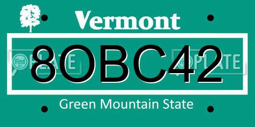 8OBC42 Vermont License Plate
