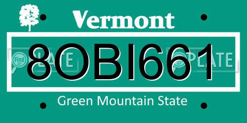 8OBI661 Vermont License Plate