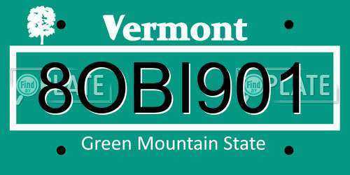 8OBI901 Vermont License Plate
