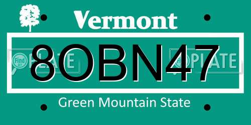 8OBN47 Vermont License Plate