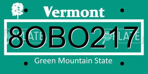 8OBO217 Vermont License Plate