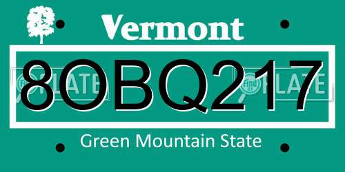 8OBQ217 Vermont License Plate