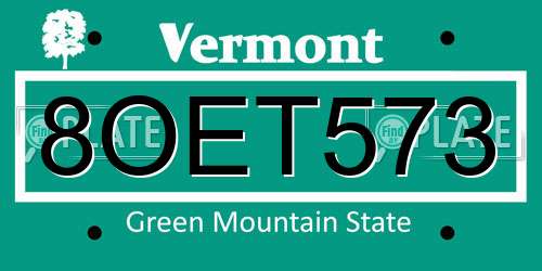 8OET573 Vermont License Plate