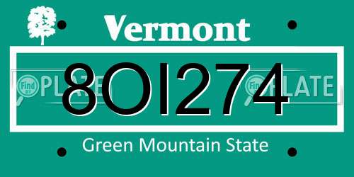 8OI274 Vermont License Plate