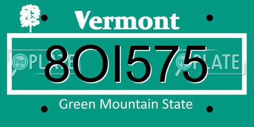 8OI575 Vermont License Plate