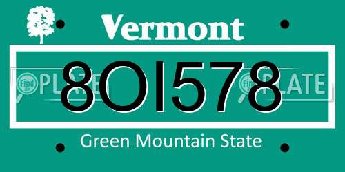 8OI578 Vermont License Plate