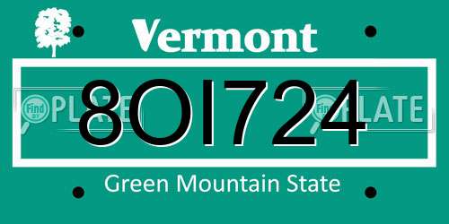 8OI724 Vermont License Plate