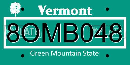 8OMB048 Vermont License Plate