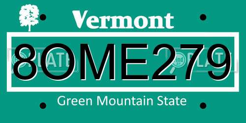 8OME279 Vermont License Plate