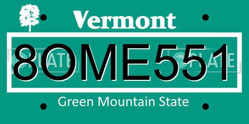 8OME551 Vermont License Plate