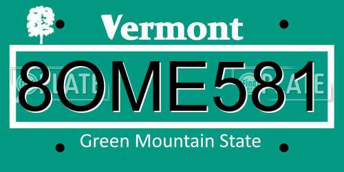 8OME581 Vermont License Plate