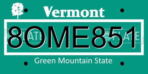 8OME851 Vermont License Plate