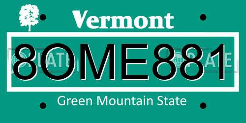 8OME881 Vermont License Plate