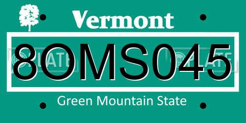 8OMS045 Vermont License Plate