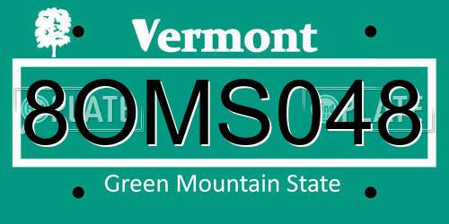 8OMS048 Vermont License Plate