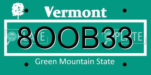 8OOB33 Vermont License Plate