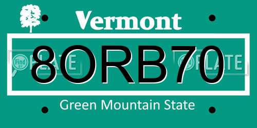 8ORB70 Vermont License Plate